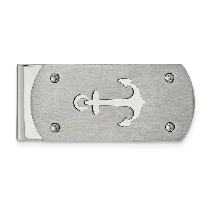Stainless Steel Brushed and Polished Anchor Money Clip