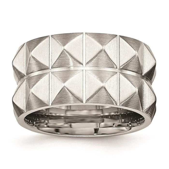 Stainless Steel Brushed Grooved 12.00mm Band