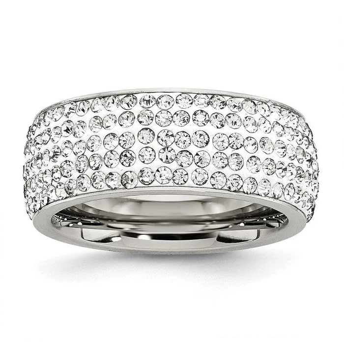 Stainless Steel Crystal 9mm Eternity Ring
