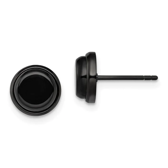 Stainless Steel Polished Black IP-plated Post Earrings