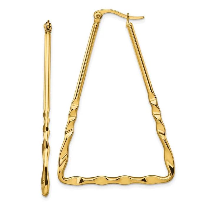 Stainless Steel Polished Yellow IP-plated Triangular Hoop Earrings