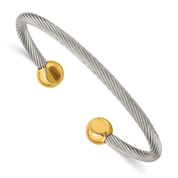 Stainless Steel Yellow IP-plated Cuff Bangle