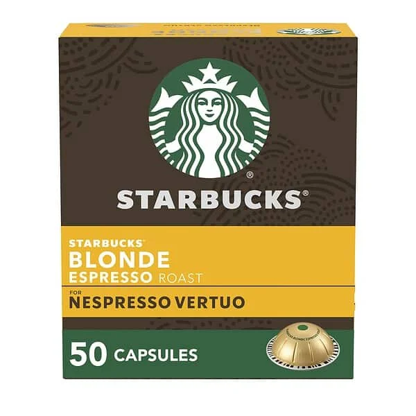 Starbucks by Nespresso Blonde Roast Espresso (50-count single serve capsules, compatible with Nespresso Vertuo Line System)