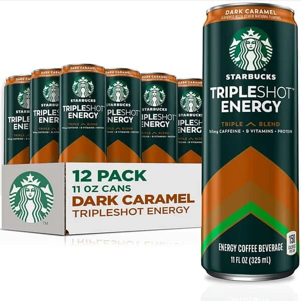 Starbucks Tripleshot Coffee Energy Drink, Dark Caramel Flavor, 11 fl oz Cans (12 Pack), Triple Blend