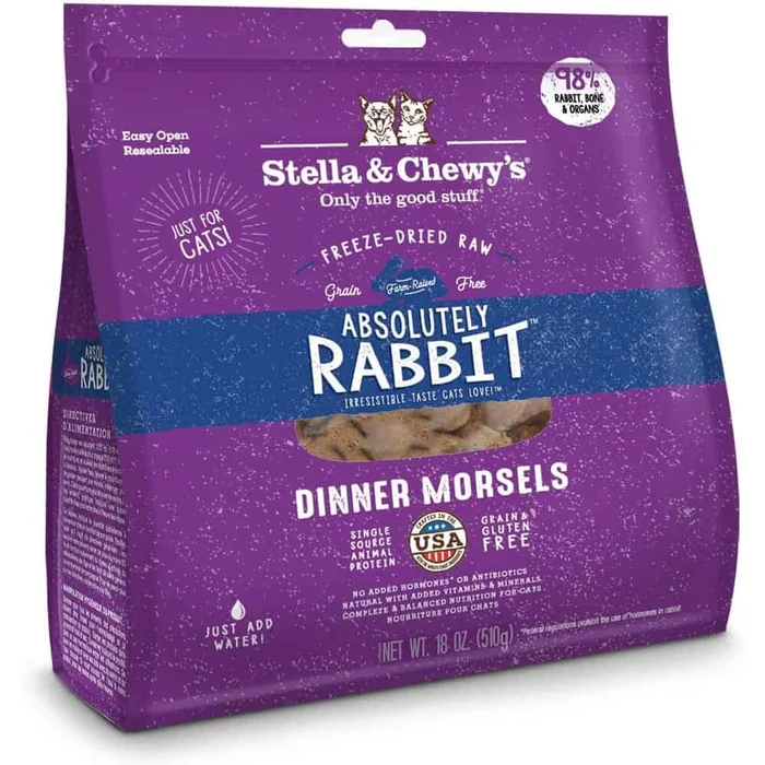 Stella and Chewy’s Absolutely Rabbit Dinner Morsels Freeze-Dried Raw Cat Food – Absolutely Rabbit – 18-oz bag