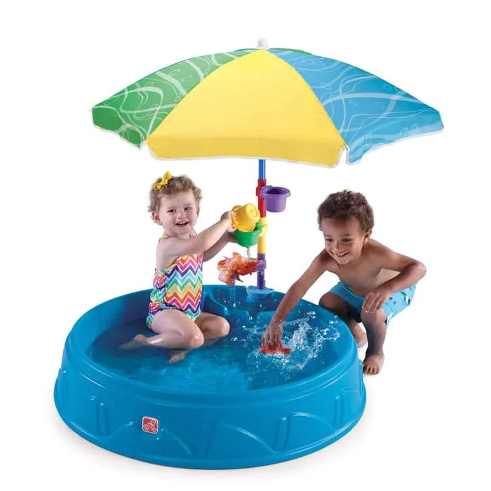 Step2 Play & Shade Pool for Kids, Outdoor Summer Pool with Umbrella, Multicolor
