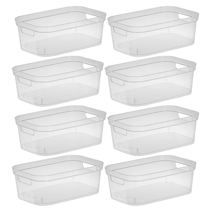 Sterilite 4.25 x 8 x 12.25 Inch Storage Bin with Carry Handles, (8 Pack)
