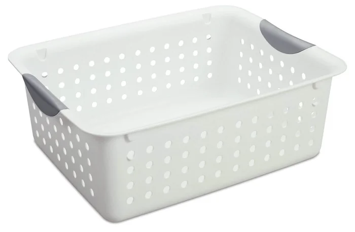 Sterilite Medium Ultra Plastic Storage Organizer Basket, White, (12 Pack)