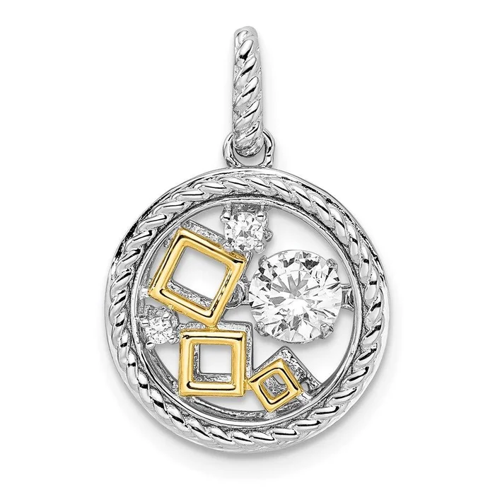 Sterling Silver Platinum-plate & Gold-tone Vibrant Swarovski Zirconia Penda