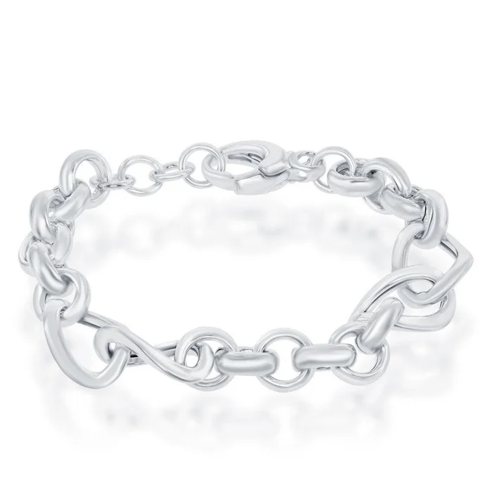 Sterling Silver Rolo and Twisted Oval Bracelet