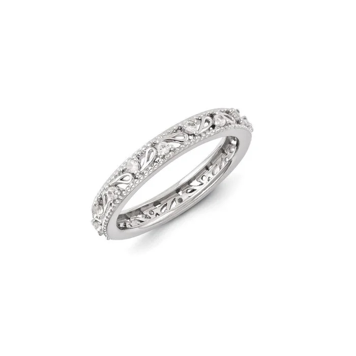 Sterling Silver Stackable Expressions Created White Sapphire Ring