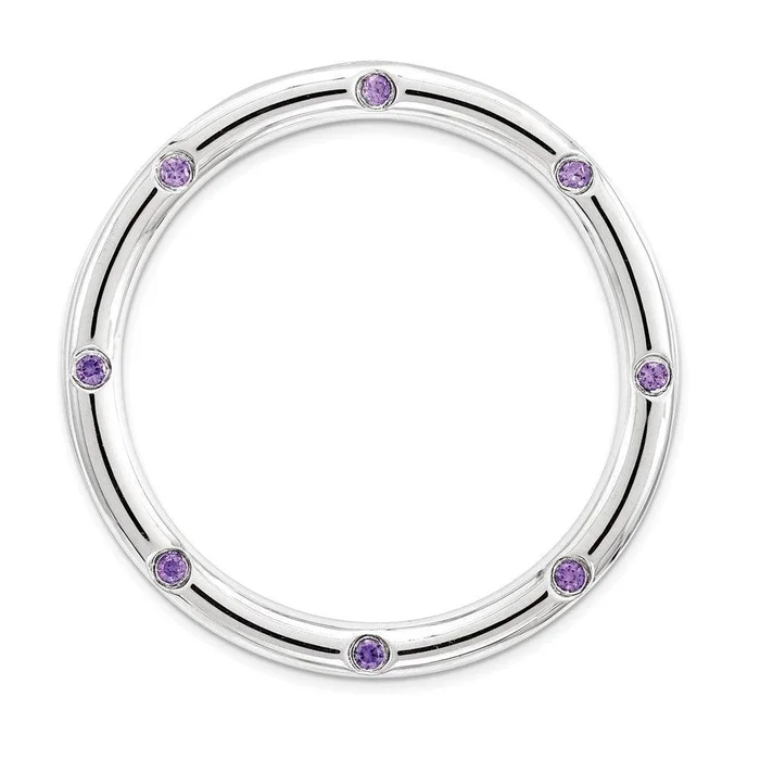 Sterling Silver Stackable Expressions Large Polished Amethyst Chain Slide