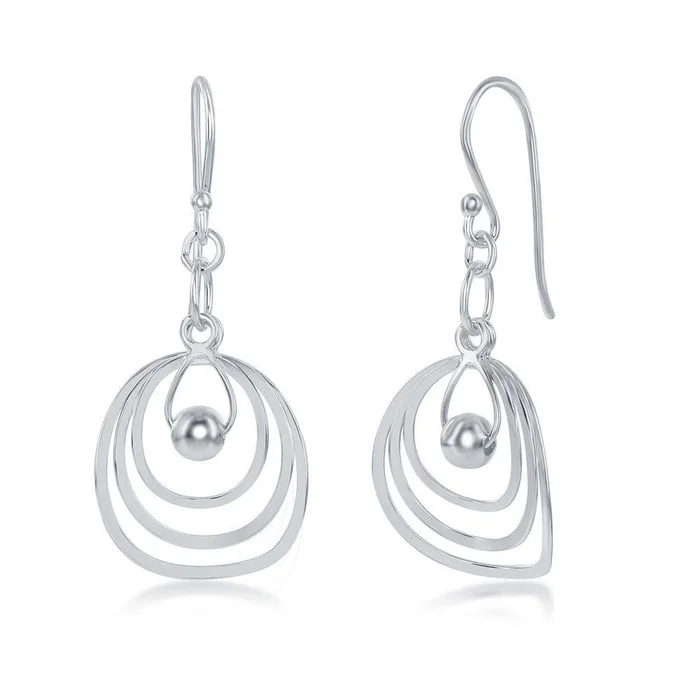 Sterling Silver Triple Open Circle Bead Earrings