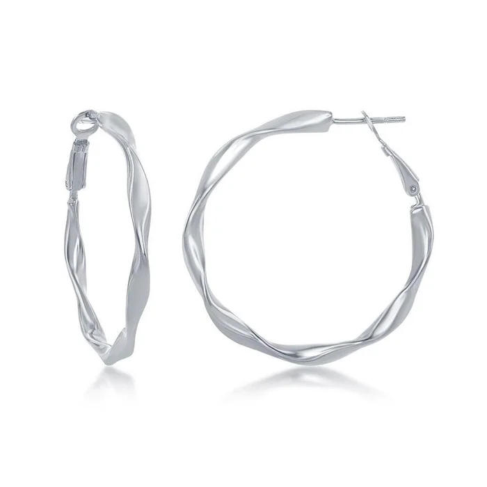 Sterling Silver Twisted Hoop Earrings