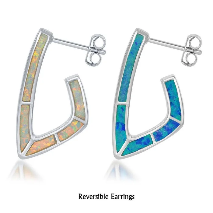 Sterling Silver U Shaped Sideways Hoop Earrings
