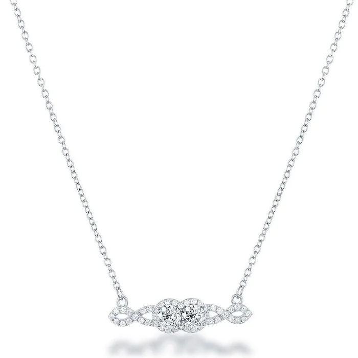 Sterling Silver Us2gether Two-Stone CZ Center Necklace