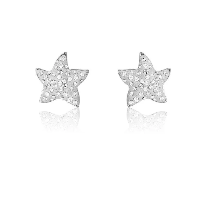 Sterling Silver White Enamel Star Earrings