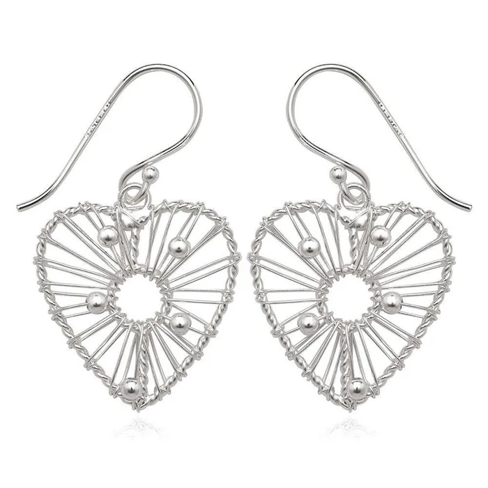 Sterling Silver Wired Heart Earrings