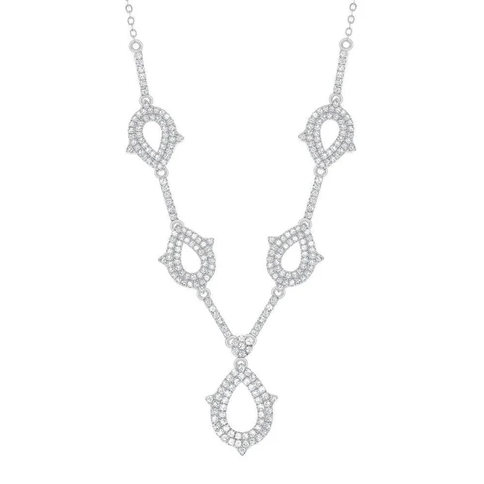 Sterling Silver Y Style Teardrop Bridal Necklace