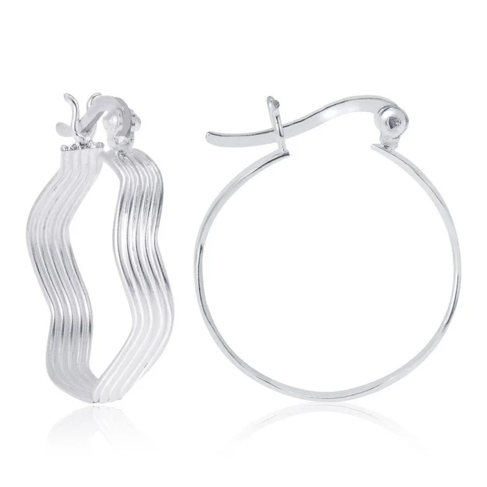 Sterling Silver Zig Zag Style Hoop Earrings