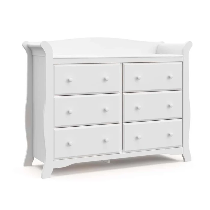 Storkcraft Avalon 6-Drawer White Double Kids Dresser