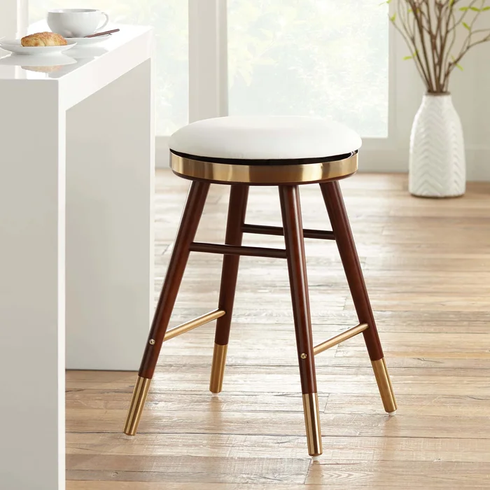 Studio 55D Parker 26″ Modern Backless White and Gold Counter Stool