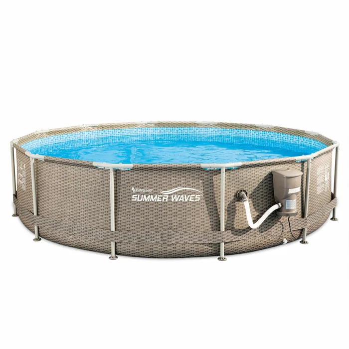 Summer Waves 12″ x 30″ Outdoor Round Frame Above Ground Swimming Pool with Pump