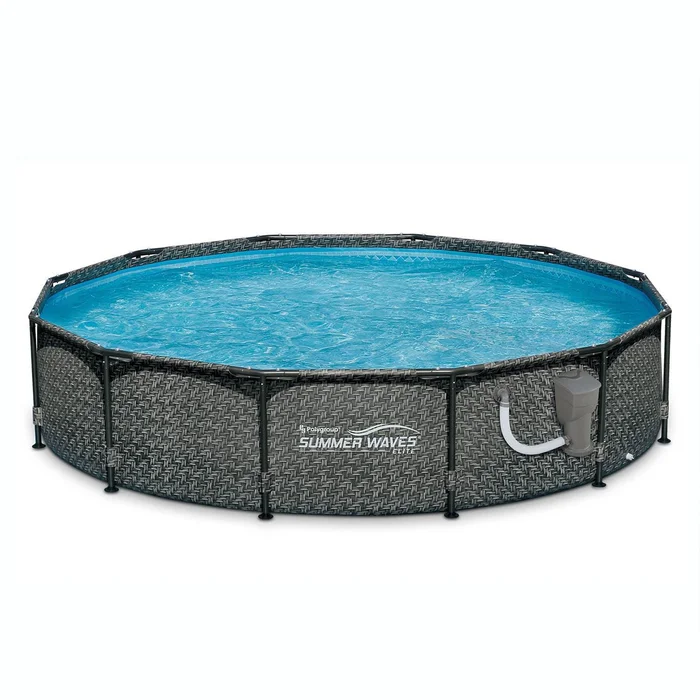 Summer Waves 12′ x 33″ Outdoor Round Frame Above Ground Pool with Pump