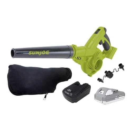 Sun Joe 24-Volt iON+ Cordless Workshop Blower + Vacuum Kit, W/ 2.0-Ah Battery & Charger