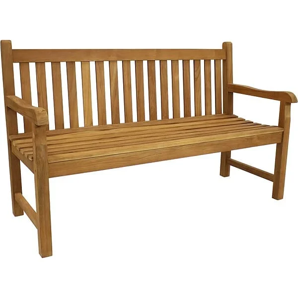 Sunnydaze 59 – Inch Solid Teak Wood Outdoor Bench – Light Brown Wood Stain Finish – Mission – Style