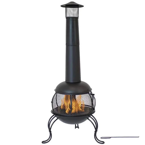 Sunnydaze Decor 66-in H x 28-in D x 31-in W Black Steel Chiminea
