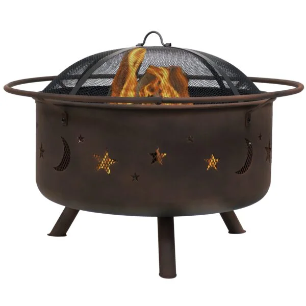 Sunnydaze NB-MS201 Decor 29.5-in W Bronze Steel Wood-Burning Fire Pit