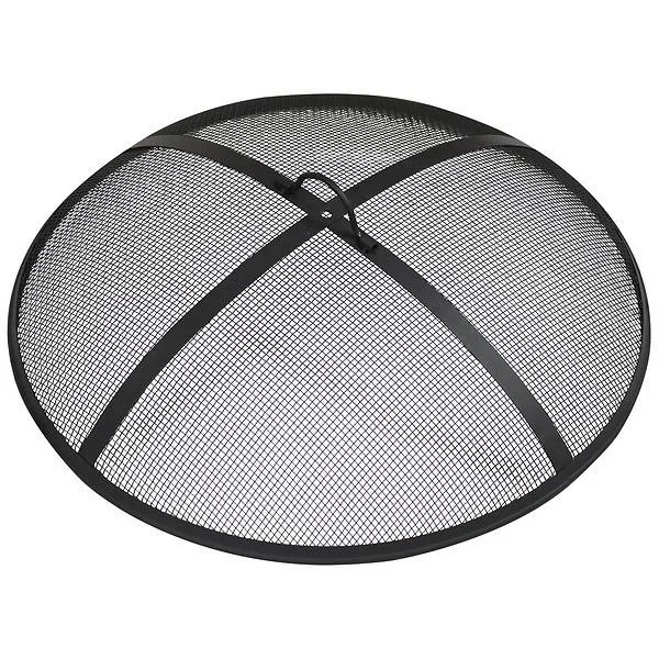 Sunnydaze Outdoor Heavy-Duty Steel Mesh Round Camp Fire Pit Spark Screen Lid with Handle – 36″ – Black