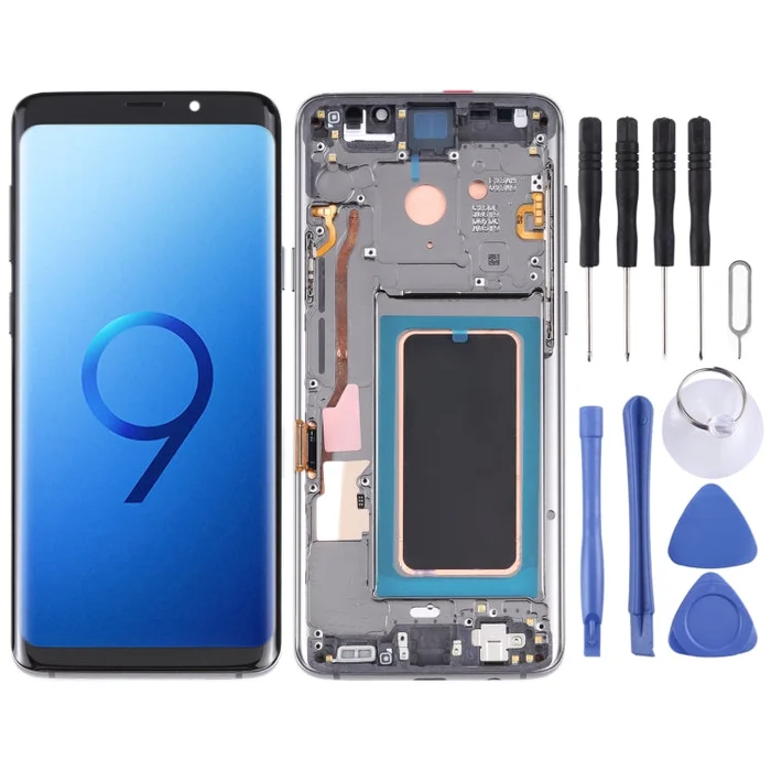 Super AMOLED LCD Screen for Galaxy S9+ / G965F / G965F / DS / G965U / G965W / G9650 Digitizer Full Assembly with Frame (Grey)
