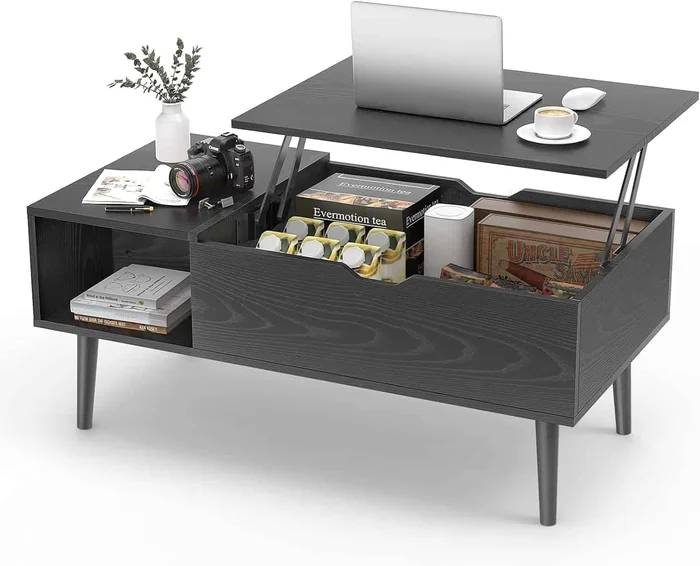 Sweetcrispy Coffee Table, Lift Top Coffee Tables (Black)