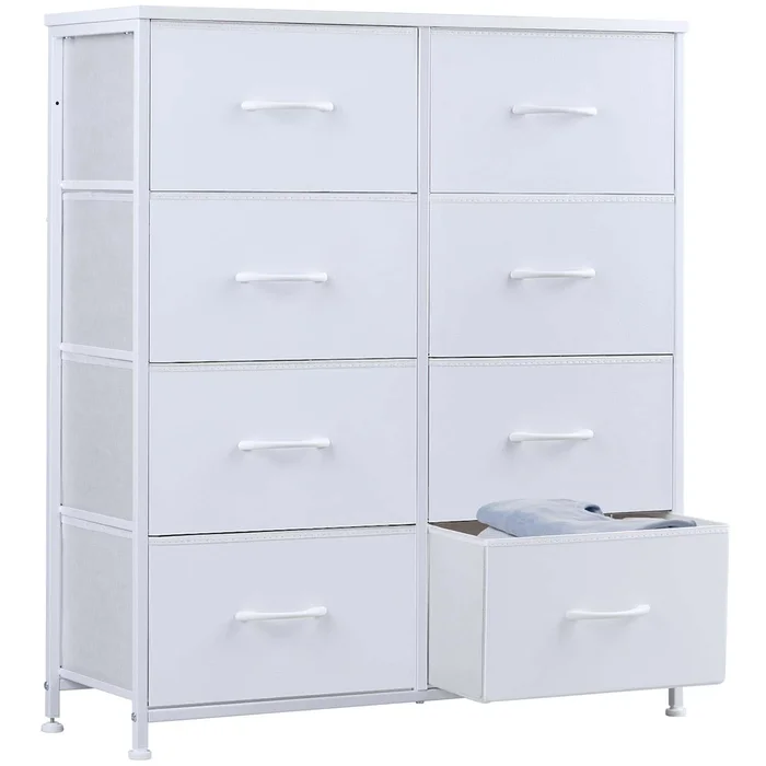 Sweetcrispy Dresser for Bedroom, Chest Organizer Unit with 8 Fabric Bins, Fabric Storage Tower, Drawer Organizer