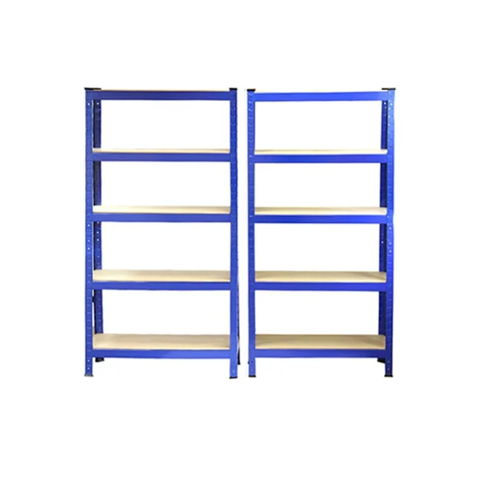 T-Rax Pack of 2 Garage Shelving Units – 5 Tier Heavy Duty Rack for Storage Steel Utility Shelves | Metal & MDF Boltless Racking Assembly System | 150cm x 75cm x 30cm | 175KG Per Shelf, Blue