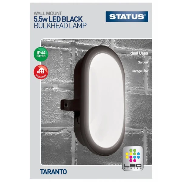 Taranto LED Bulkhead Fitting – Black – 5.5W