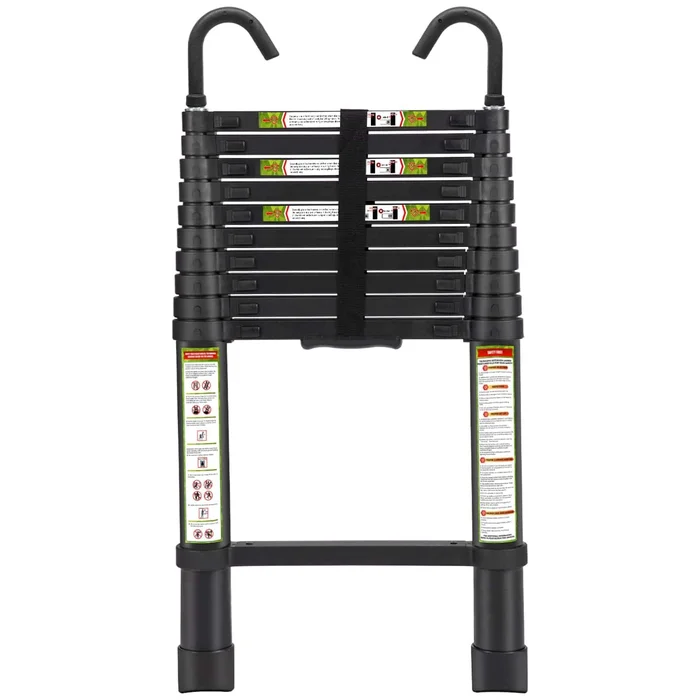 Telescopic Ladder, 10.5FT RIKADE Aluminum Telescoping Ladder, 330lb Capacity Black