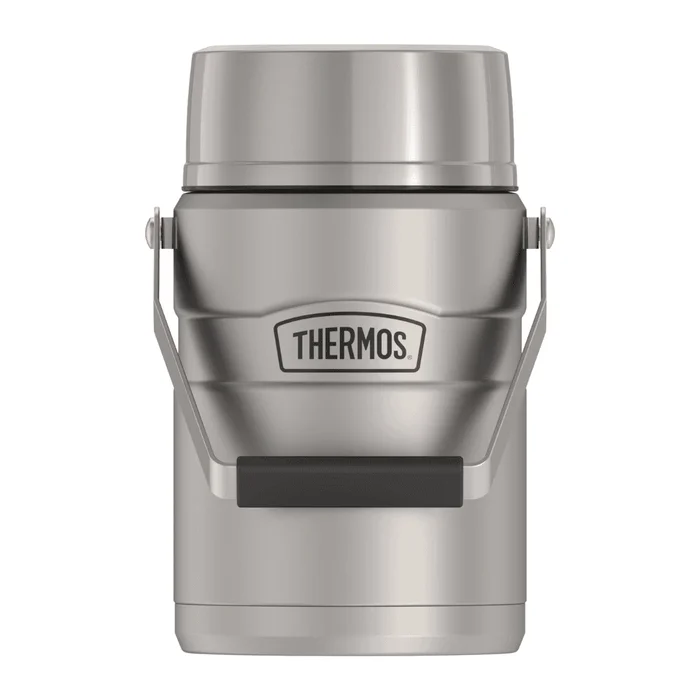 THERMOS Stainless King Vacuum-Insulated Food Jar with 2 Storage Container Inserts, 47 Ounce, Matte Steel