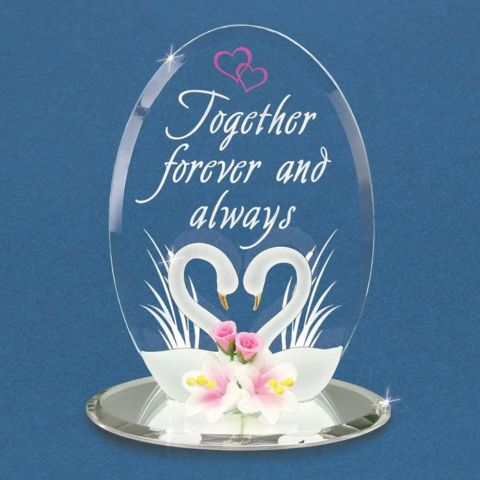 Together Forever and Always Swans Glass Figurine