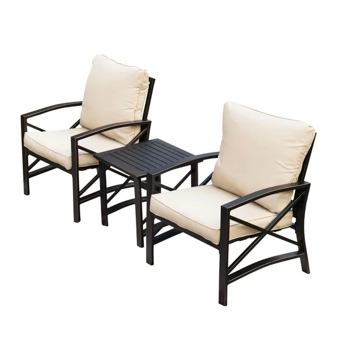 Top Home Space 3-Piece Patio Conversation Set with Tan Cushions