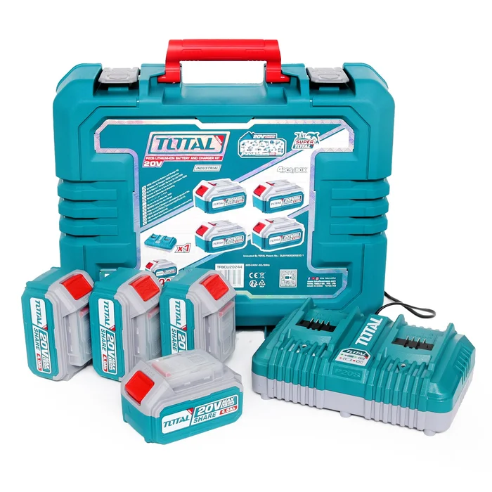 Total Li-Ion 20V – 4.0Ah Batteries x 4 & Charger Kit – TFBCLI20244