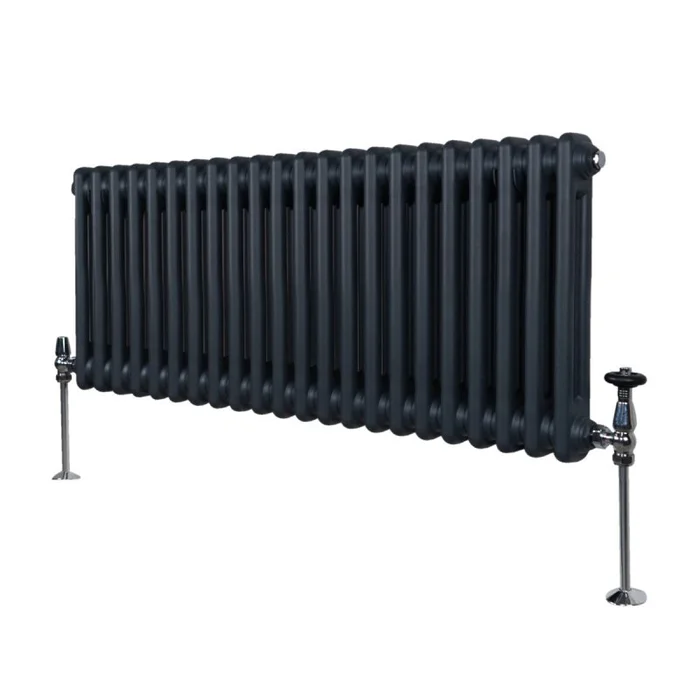 Traditional 2 Column Radiator 300mm x 1012mm Modern Central Heating Heater Anthracite Matt Grey Carbon Steel Horizontal Wall Mounted Kitchen Living Room Bathroom Cleaning Brush Fixing Kit & Brackets