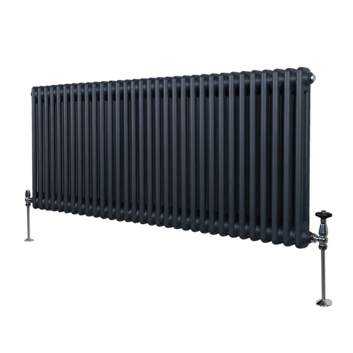 Traditional 2 Column Radiator 600mm x 1462mm Modern Central Heating Heater Matt Anthracite Grey Carbon Steel Horizontal Wall Mounted Kitchen Living Room Bathroom Cleaning Brush Fixing Kit & Brackets