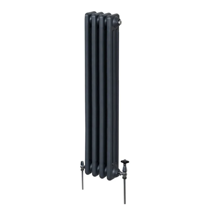 Traditional 3 Column Radiator 1500mm x 202mm Modern Central Heating Heater Matt Anthracite Grey Carbon Steel Vertical Wall Mounted Kitchen Living Room Bathroom Cleaning Brush Fixing Kit & Brackets