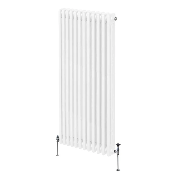 Traditional 3 Column Radiator 1500mm x 562mm Modern Central Heating Heater Gloss White Carbon Steel Vertical Wall Mounted Kitchen Living Room Bathroom Cleaning Brush Fixing Kit & Brackets