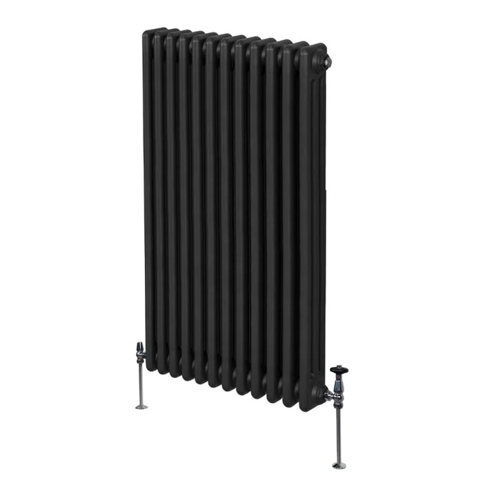 Traditional 3 Column Radiator 1500mm x 562mm Modern Central Heating Heater Matt Black Carbon Steel Vertical Wall Mounted Kitchen Living Room Bathroom Cleaning Brush Fixing Kit & Brackets