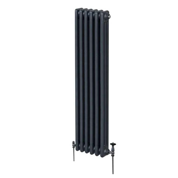 Traditional 3 Column Radiator 1800mm x 292mm Modern Central Heating Heater Matt Anthracite Grey Carbon Steel Vertical Wall Mounted Kitchen Living Room Bathroom Cleaning Brush Fixing Kit & Brackets