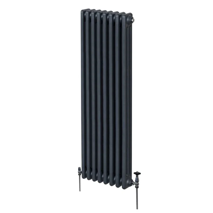 Traditional 3 Column Radiator 1800mm x 382mm Modern Central Heating Heater Matt Anthracite Grey Carbon Steel Vertical Wall Mounted Kitchen Living Room Bathroom Cleaning Brush Fixing Kit & Brackets